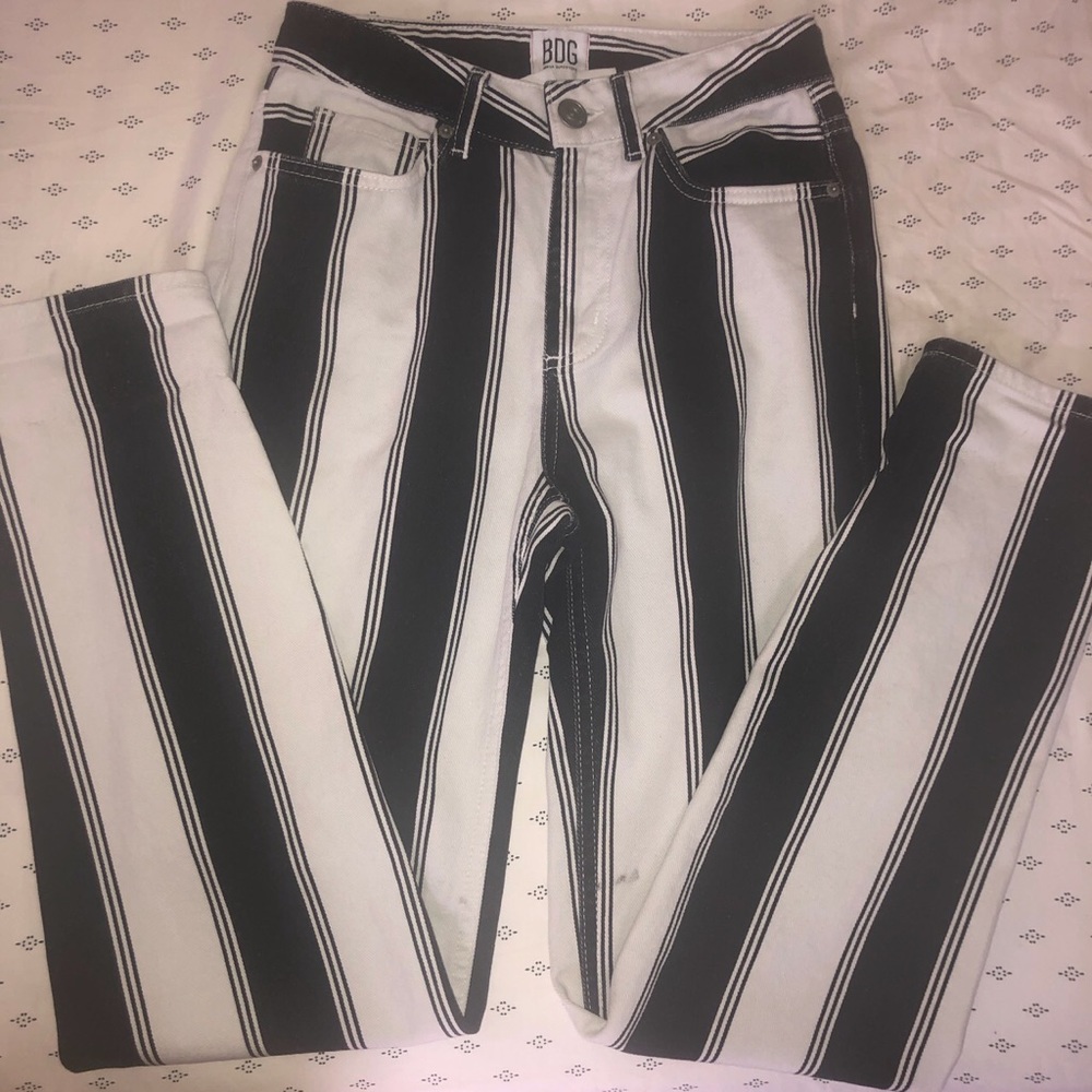 BDG black & white pinstripe mom jeans